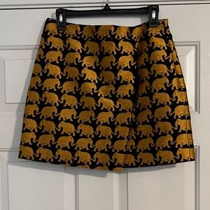 J Crew Skirt with Gold Elephant Print